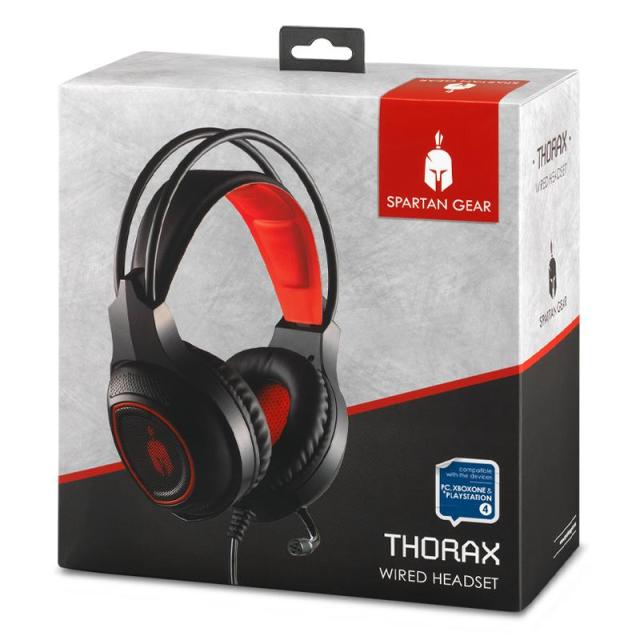 Геймърски слушалки Spartan Gear Thorax, Микрофон, Черен/Червен