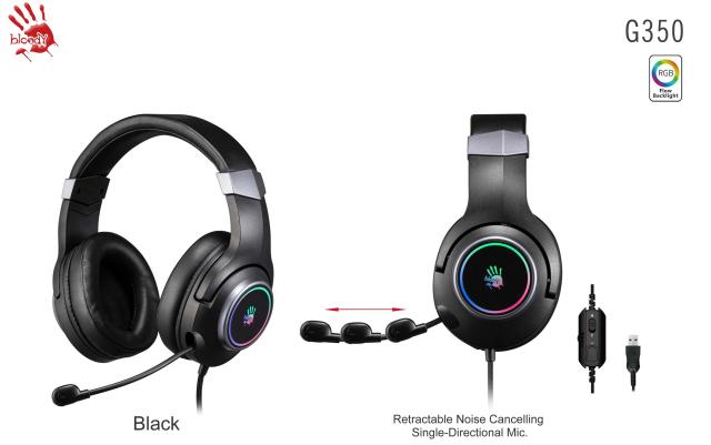 Геймърски слушалки A4TECH Bloody G350, Virtual 7.1, Микрофон, Черно