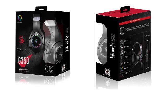 Геймърски слушалки A4TECH Bloody G350, Virtual 7.1, Микрофон, Черно