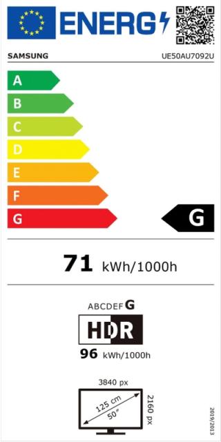 Телевизор Samsung 50" 50AU7092 4K UHD LED TV, SMART, 2000 PQI, Dolby Digital Plus, 3xHDMI, USB, WiFi, Bluetooth 4.2, Tizen, Dark Gray