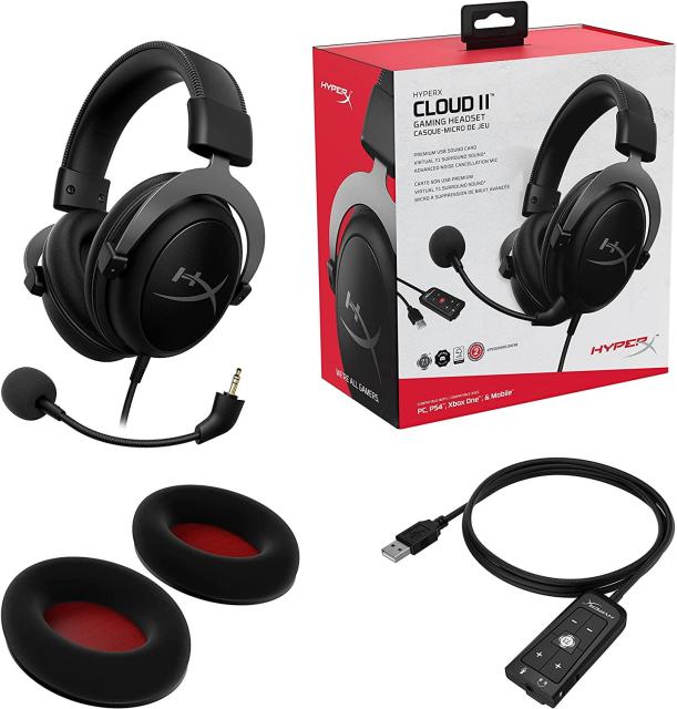 Геймърски слушалки HyperX Cloud II Gunmetal, Микрофон, Черно/Сиво