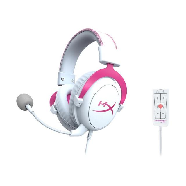 Геймърски слушалки HyperX Cloud II Pink, Микрофон, Розово/Бяло