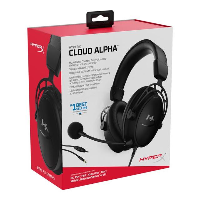 Геймърски слушалки HyperX Cloud Alpha Blackout, Черен