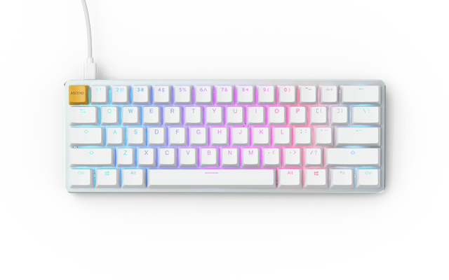 Геймърскa механична клавиатура Glorious White Ice GMMK RGB Compact, Gateron Brown US Layout
