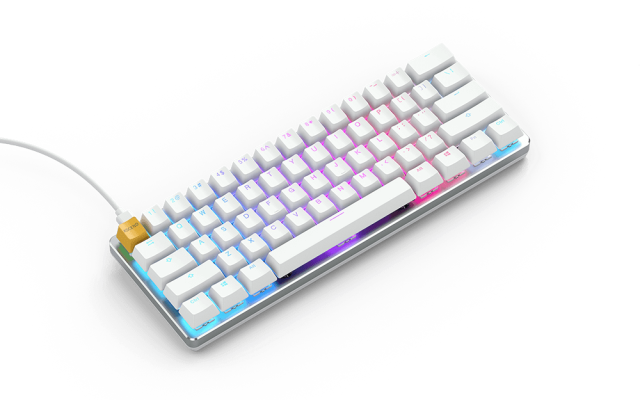 Геймърскa механична клавиатура Glorious White Ice GMMK RGB Compact, Gateron Brown US Layout