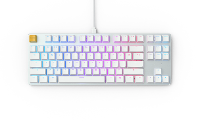 Геймърскa механична клавиатура Glorious White Ice GMMK RGB TKL, Gateron Brown US Layout