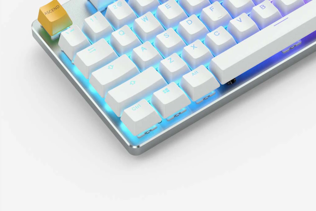 Геймърскa механична клавиатура Glorious White Ice GMMK RGB TKL, Gateron Brown US Layout