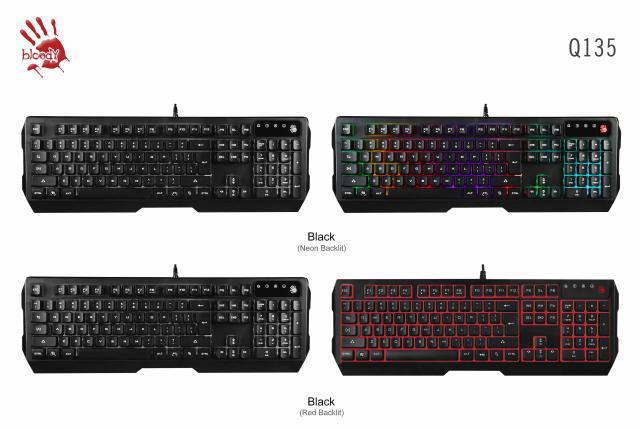 Геймърска клавиатура A4tech Bloody Illuminate Neon Q135, Подсветка, кирилизирана