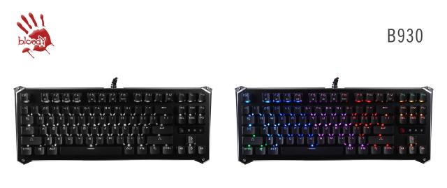 Геймърска механична клавиатура Bloody B930 TKL, RGB LED, USB, Черен