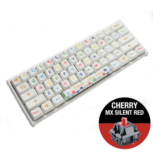 Геймърска механична клавиатура Ducky x SOU SOU One 2 Mini White RGB, Cherry MX Silent Red
