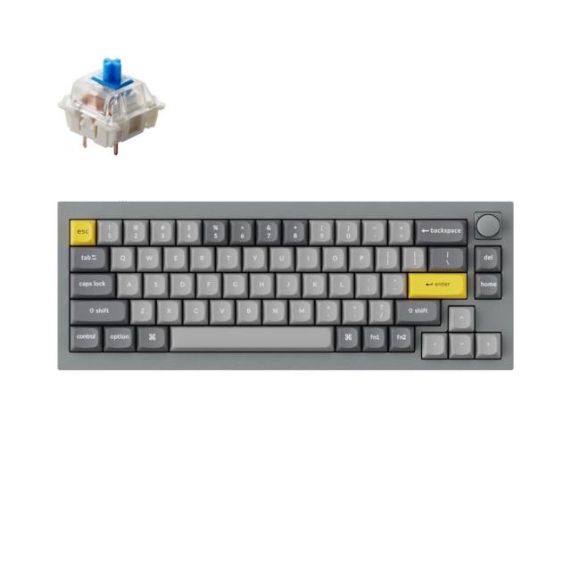 Геймърска Механична клавиатура Keychron Q2 Silver Grey Knob QMK 65% Gateron G Pro Blue Switch RGB LED PBT