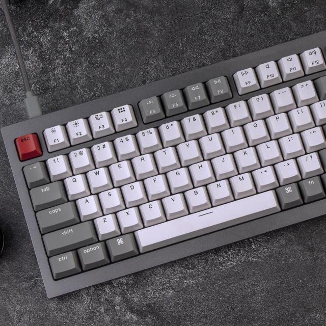 Геймърска Механична клавиатура Keychron Q1 Silver Grey QMK TKL Gateron G Pro Brown Switch RGB LED ABS