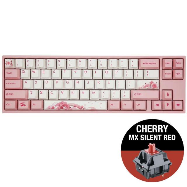 Геймърскa механична клавиатура Ducky x Varmilo Miya Sakura V2, Cherry MX Silent Red, Розов