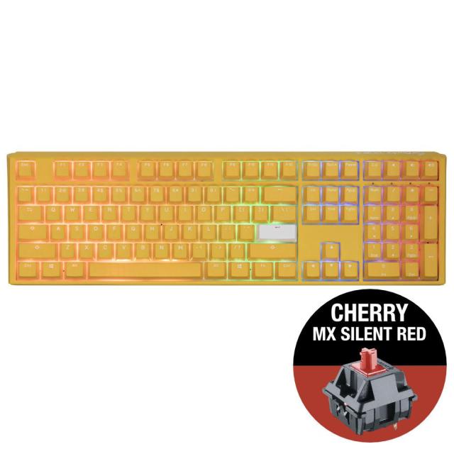 Геймърскa механична клавиатура Ducky One 3 Yellow Full-Size, Cherry MX Silent Red