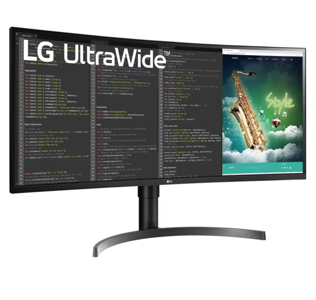 Монитор LG 35WN75CP-B, 35" 21:9 UltraWide QHD Monitor(3440 x 1440) with HDR 10, AMD FreeSync, 5ms, 100Hz, 300 cd/m2, 2500:1 , sRGB 99%, USB 3.0, HDMI, USB type-C, DisplayPort, Headphone Out, Tilt, Height, Black