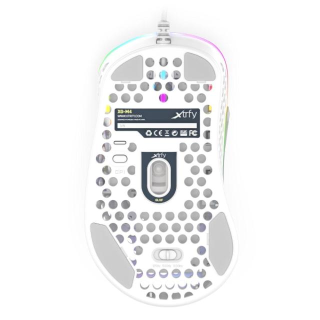Геймърска мишка Xtrfy M4 White, RGB, Бял