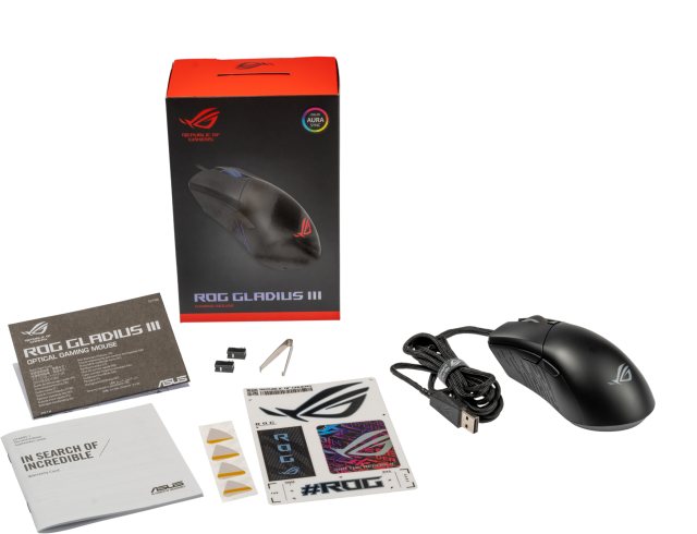 Геймърска мишка ASUS ROG Gladius III, Aura Sync RGB, оптична, 26000 DPI, USB