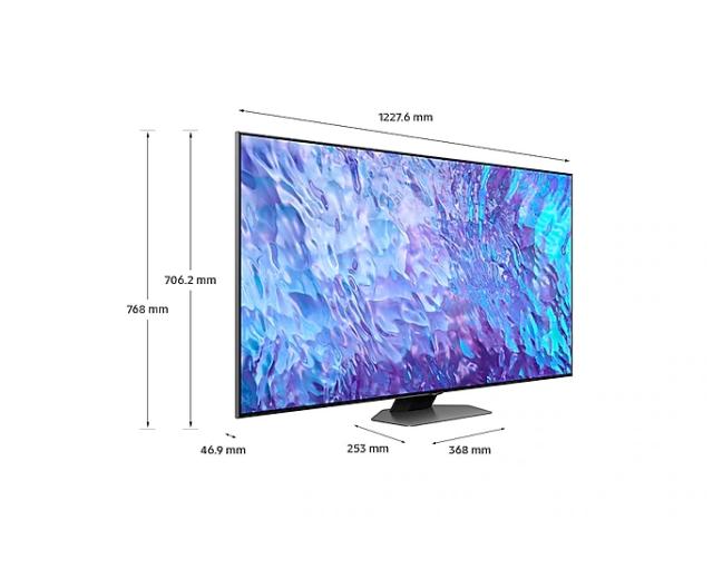 Телевизор Samsung 55'' 55Q80C QLED FLAT, SMART, 100 Hz, Direct Full-Array, Quantum HDR+, FreeSync Premium Pro, Dolby Atmos, Q-Symphony, Bixby, Bluetooth 5.2, Wi-Fi 5, 4xHDMI 2.1, 2xUSB, Tizen, Carbon Silver