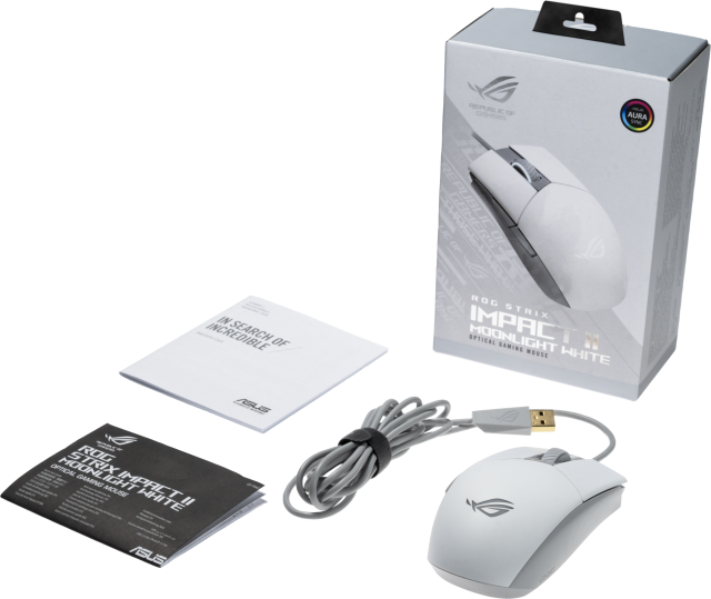 Геймърска мишка ASUS ROG Strix Impact II Moonlight White