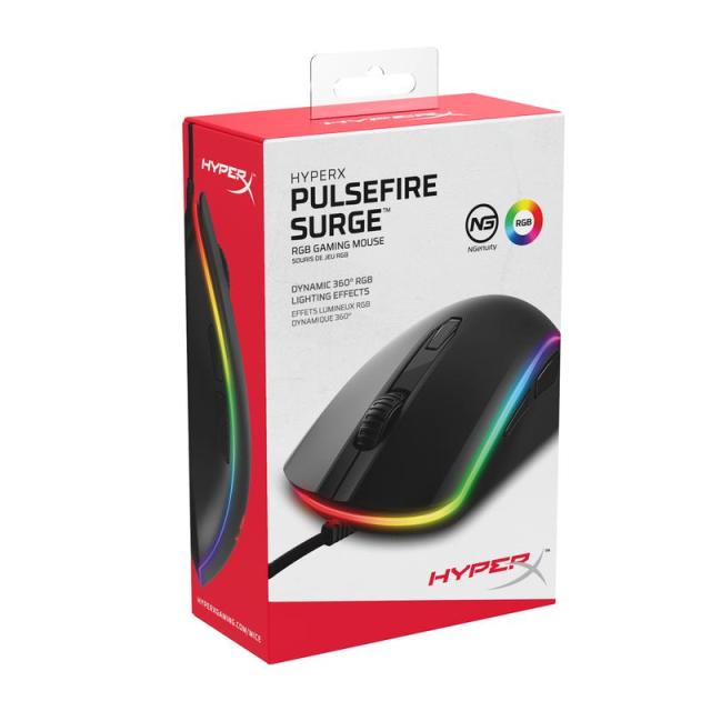 Геймърска мишка HyperX Pulsefire Surge, RGB 360°, USB 2.0, Черен