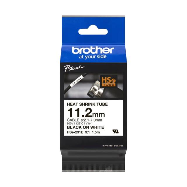 Консуматив Brother HSe-231E 11.2mm Black on White Heat Shrink Tape