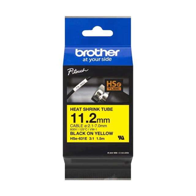 Консуматив Brother HSe-631E 11.2mm Black on Yellow Heat Shrink Tape