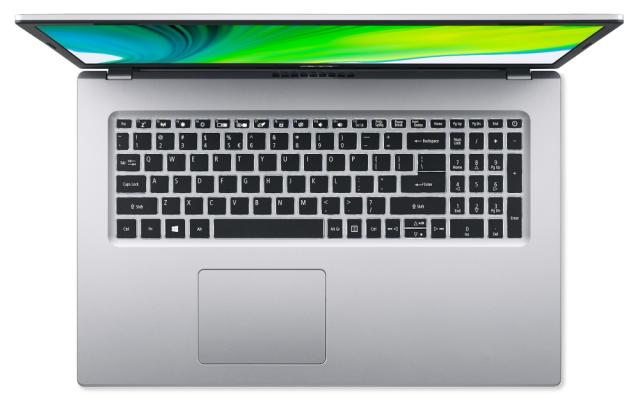 Лаптоп Acer Aspire 5, A517-52G-56MX, Intel Core i5-1135G7 (2.40GHz up to 4.20GHz, 8MB), 17.3" FHD IPS (1920x1080) Slim Bazel, HD Cam, 8GB DDR4 (up to 32GB), 512GB PCIe NVMe SSD, nVidia GeForce MX450 2GB DDR5, 802.11ax, BT, Linux, Silver