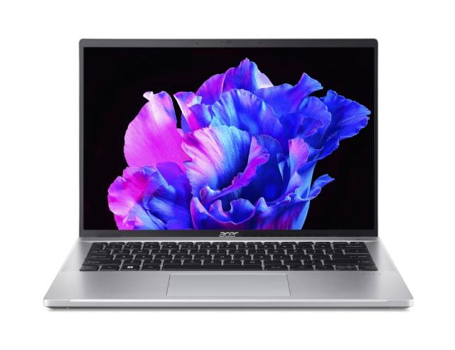 Лаптоп Acer Swift Go ,SFG14-71-773L, Core i7-13700H (up to 5.0GHz, 24MB), 14" 2.8K (2880 x 1800) OLED 400nit, SlimBezel, 16GB LPDDR5, 1024GB PCIe SSD, Intel UMA, WIFI 6E BT 5.0 INTEL Killer CNVi, Backlit KB, FPR, Win 11 PRO, Silver