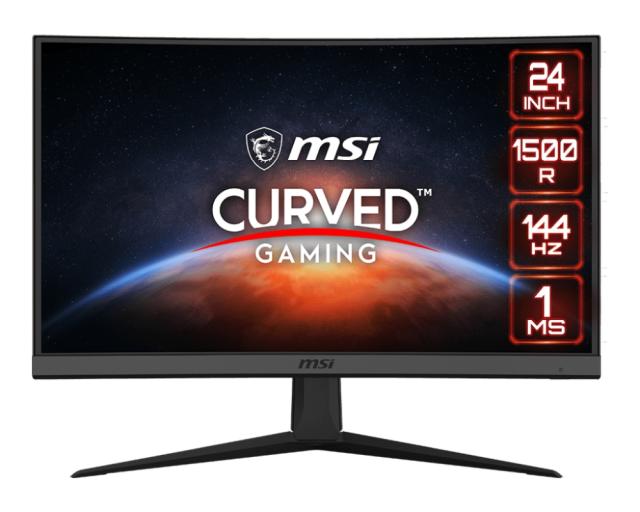 Монитор MSI Optix G24C6, 23.6", VA, 1ms, 144Hz, FHD 1920x1080, CURVED 1500R, AG, Night Vision, FreeSync Premium, Anti-Flicker, Less Blue Light, 250 cd/m2, Contrast 3000:1, DCR 100M:1, 2 x HDMI, DP, 1x Earphone out , Tilt, VESA100, Frameless, 9S6-3BA0