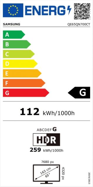 Телевизор Samsung 65'' 65QN700C Neo QLED 8K FLAT, SMART, 4700 PQI, Quantum Matrix Pro, Micro Dimming, Quantum HDR 2000, HDR 10+, Dolby Digital Plus, Q-Symphony, Mirroring, Bixby, Bluetooth 5.2, Wi-Fi 6, 4xHDMI, 3xUSB, Frameless, Tizen, Silver