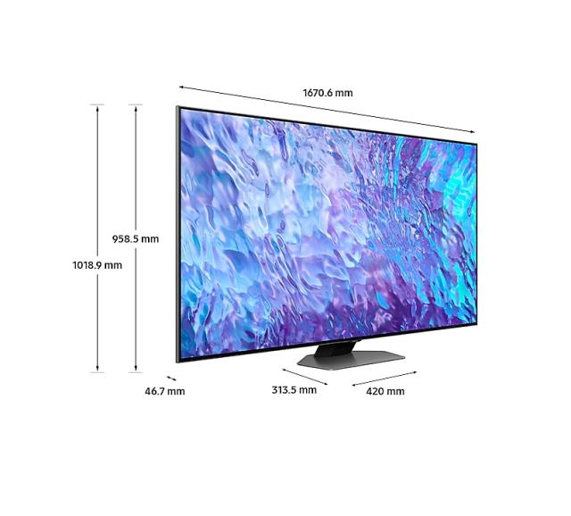 Телевизор Samsung 75" 75Q80 QLED FLAT, SMART, 3800 PQI, Direct Full Array 8X, Quantum HDR 1500, HDR 10+, Bixby, Freesync, Quantum 4K Processor, Dolby Digital Plus, DVB-T2CS2 x 2, Wireless, Network, PIP, 4xHDMI, 2xUSB, Carbon Silver