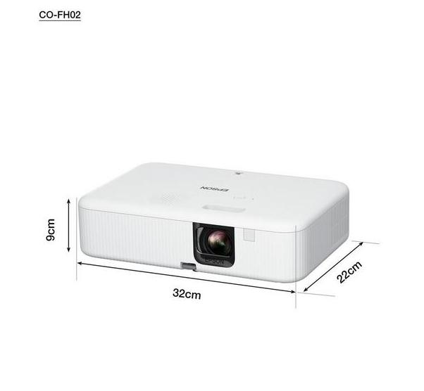 Мултимедиен проектор Epson CO-FH02, Full HD 1080p (1920 x 1080, 16:9), 3000 ANSI lumens, 16 000:1, USB 2.0, HDMI, Android TV, Lamp warr: 24 months, White + Elite Screen M99NWS1 Manual, 99" (1:1), 177.8 x 177.8 cm, White