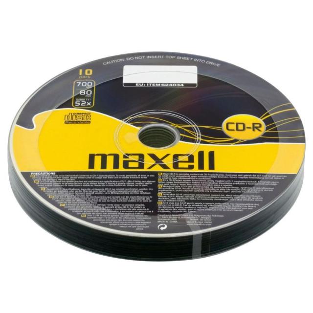 Оптичен носител CD-R80 MAXELL, 700MB, 52x, 10 бр.