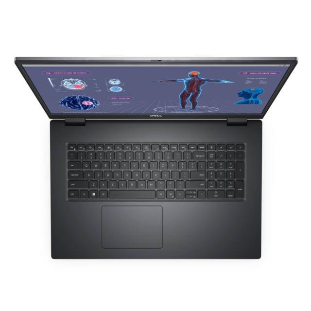 Лаптоп Dell Precision 7780, Intel Corel i7-13850HX (30MB, 20 Cores (8P+12E) up to 5.3GHz), 17" FHD (1920x1080), WVA AG 500 nits, IR Cam, 32GB, 1x32GB 5600MT/s CAMM, 1TB M.2 PCIe x4 NVMe, NVIDIA RTX 3500 Ada 12GB GDDR6, Wi-Fi 6E, BT, FPR, Backlit, Win