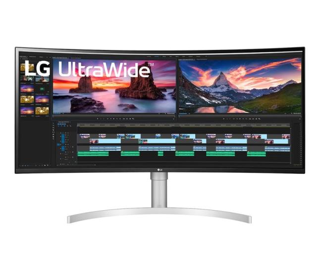 Монитор LG 38WN95CP-W, 38" Curved 21:9 UltraWide, QHD Nano IPS(3840 x 1600) Anti-Glare, 1ms (GtG at Faster), 144 Hz, FreeSync Premium Pro, G-SYNC Compatible, 450cd/m2, HDR 10,  USB3.0, Thunderbolt, HDMI, DP