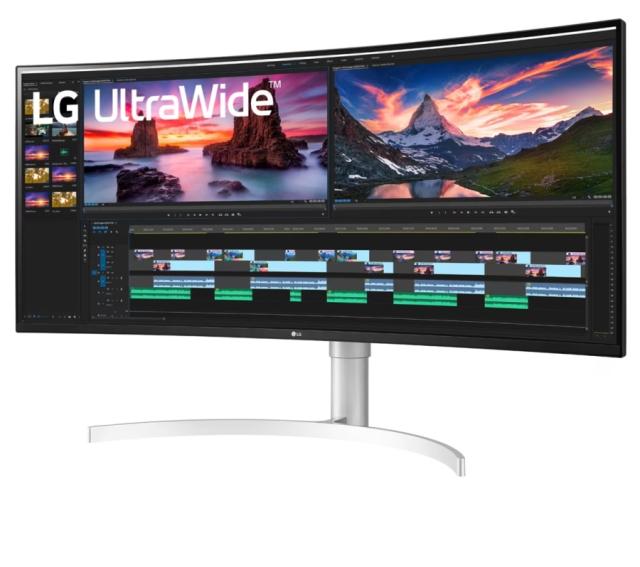 Монитор LG 38WN95CP-W, 38" Curved 21:9 UltraWide, QHD Nano IPS(3840 x 1600) Anti-Glare, 1ms (GtG at Faster), 144 Hz, FreeSync Premium Pro, G-SYNC Compatible, 450cd/m2, HDR 10,  USB3.0, Thunderbolt, HDMI, DP