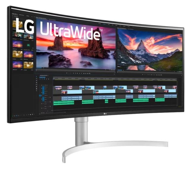 Монитор LG 38WN95CP-W, 38" Curved 21:9 UltraWide, QHD Nano IPS(3840 x 1600) Anti-Glare, 1ms (GtG at Faster), 144 Hz, FreeSync Premium Pro, G-SYNC Compatible, 450cd/m2, HDR 10,  USB3.0, Thunderbolt, HDMI, DP