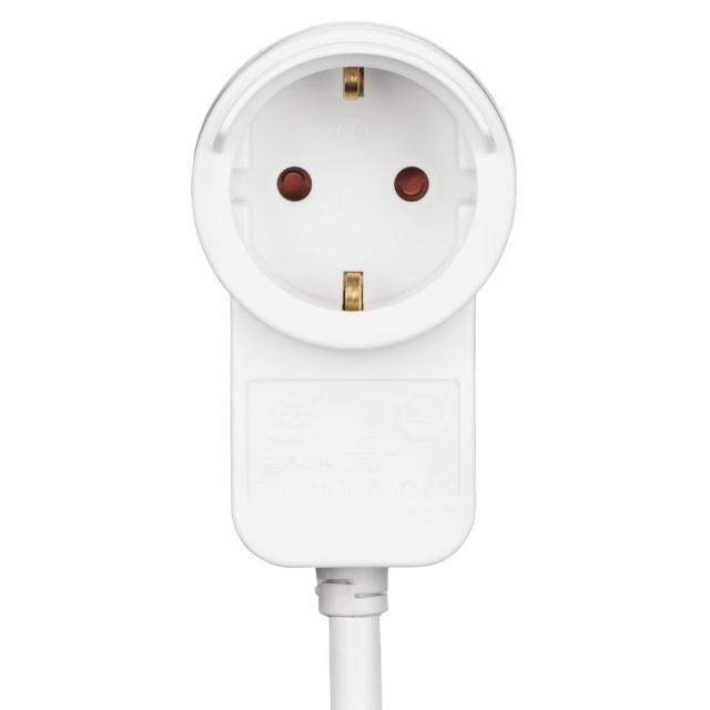 Разклонител HAMA Powerplug, 3 гнезда, 1.4м, Допълнителен контакт, Бутон вкл/изкл, Бял