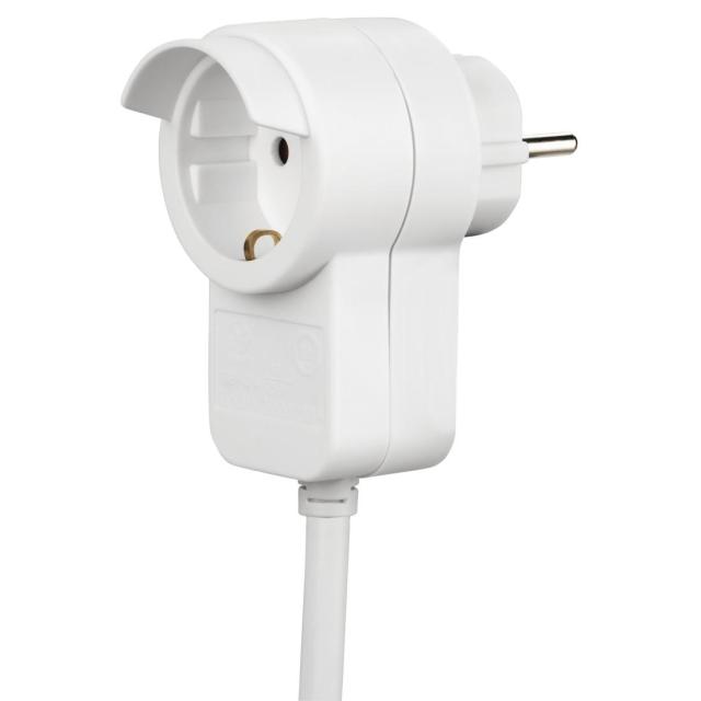 Разклонител HAMA Powerplug, 3 гнезда, 1.4м, Допълнителен контакт, Бутон вкл/изкл, Бял
