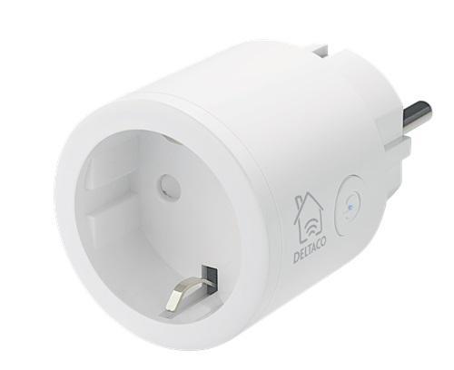 Смарт контакт DELTACO SH-P01, Google Assistant, Alexa, 10А, WiFi 2.4Ghz, 1xCEE 7/3, Бял