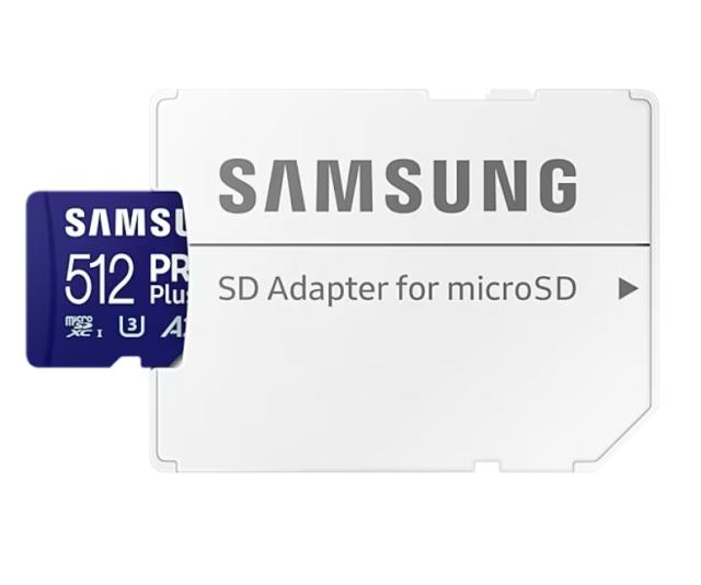 Памет Samsung 512GB micro SD Card PRO Plus with Adapter, UHS-I, Read 180MB/s - Write 130MB/s