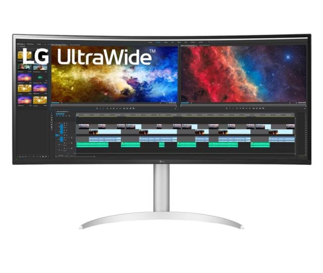 Монитор LG 38WP85CP-W, 37.5" 21:9 Curved UltraWide, QHD IPS(3840 x 1600) Anti-Glare, 5ms, FreeSync, 1000:1, 300cd/m2, DCI-P3 95%, HDR 10, HDMI, DisplayPort, USB Type-C, Thunderbolt, PBP, Speacers, Height, Swivel, Tilt, Black
