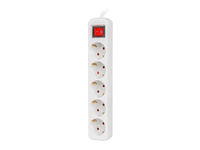 Разклонител Lanberg power strip 3m 5x Schuko outlets with circuit breaker quality-grade copper cable, white