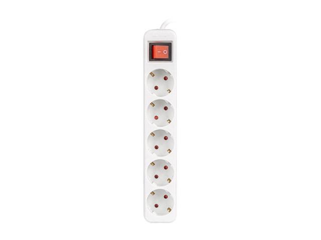 Разклонител Lanberg power strip 3m 5x Schuko outlets with circuit breaker quality-grade copper cable, white