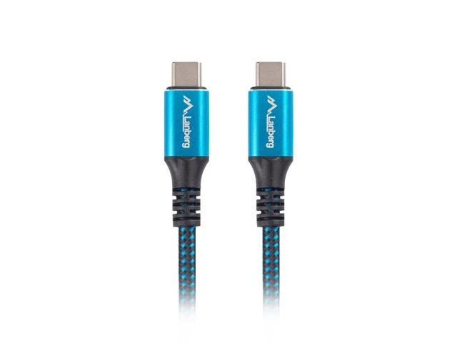 Кабел Lanberg USB-C M/M 4.0 cable 1.2m 100W 8K 30HZ Black-Blue