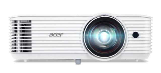 Мултимедиен проектор Acer Projector S1286Hn, DLP, Short Throw, XGA (1024x768), 3500 ANSI Lumens, 20000:1, 3D, HDMI, VGA, LAN, RCA, Audio in, Audio out, VGA out, DC Out (5V/1A, USB-A), Speaker 16W, Bluelight Shield, 3.1kg, White + Acer T82-W01MW 82.5"