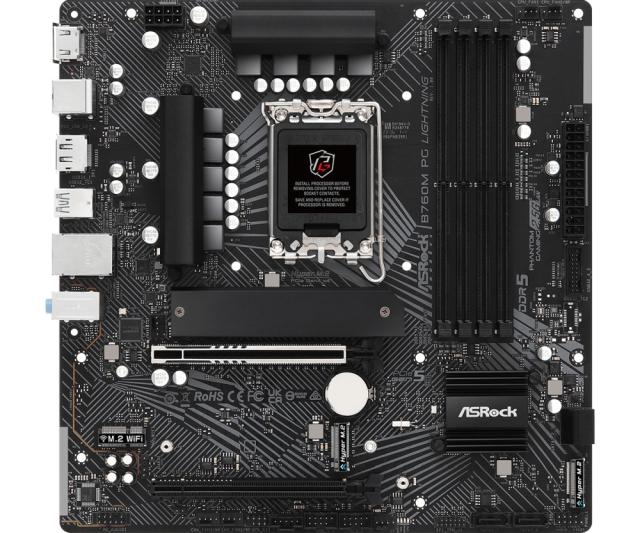 Дънна платка ASRock B760M PG Lightning, B760, LGA1700, 4x DDR5, 3x M.2, 4x SATA 6Gb/s, HDMI, DP, MicroATX