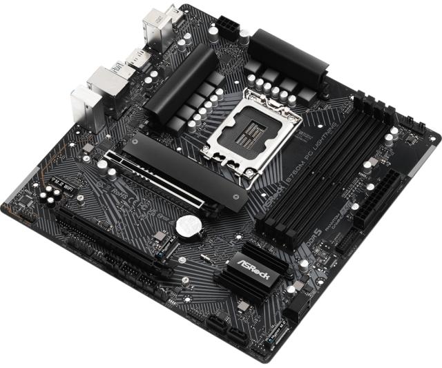 Дънна платка ASRock B760M PG Lightning, B760, LGA1700, 4x DDR5, 3x M.2, 4x SATA 6Gb/s, HDMI, DP, MicroATX