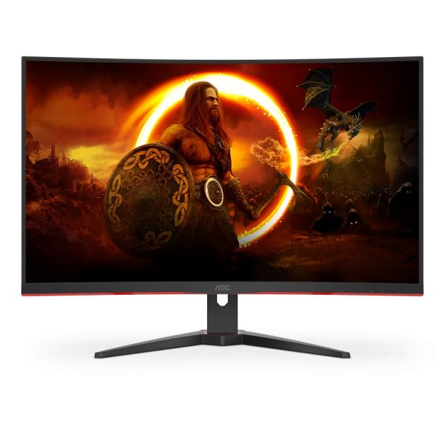 Монитор AOC CQ32G2SE/BK, 31.5", Curved 1500R, VA, WLED, 2560x1440@165Hz, 4ms GtG, 1ms MPRT, 250cd m/2, 3000:1, DCR 80M:1, Adaptive Sync, FlickerFree, Low Blue Light, 5Wx2, Tilt, 2xHDMI, DP