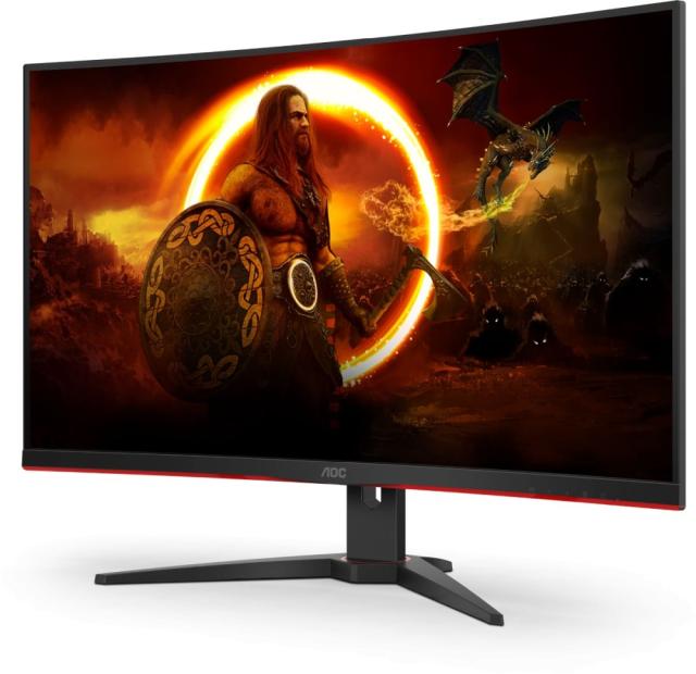 Монитор AOC CQ32G2SE/BK, 31.5", Curved 1500R, VA, WLED, 2560x1440@165Hz, 4ms GtG, 1ms MPRT, 250cd m/2, 3000:1, DCR 80M:1, Adaptive Sync, FlickerFree, Low Blue Light, 5Wx2, Tilt, 2xHDMI, DP